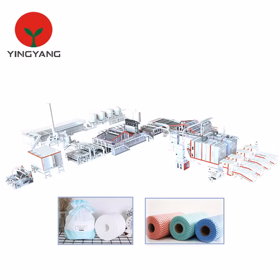 Linha de produção de não tecido spunlaced yingyang lenços umedecidos/tecido úmido/máquina de não tecido de filtragem para produção de tecido não tecido de renda fiada